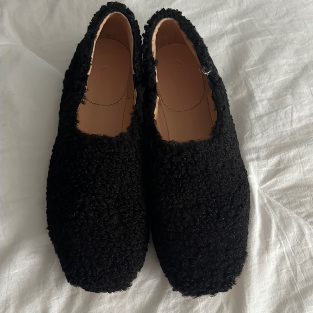 J Crew Women's Black Sherpa Slip-On Shoes